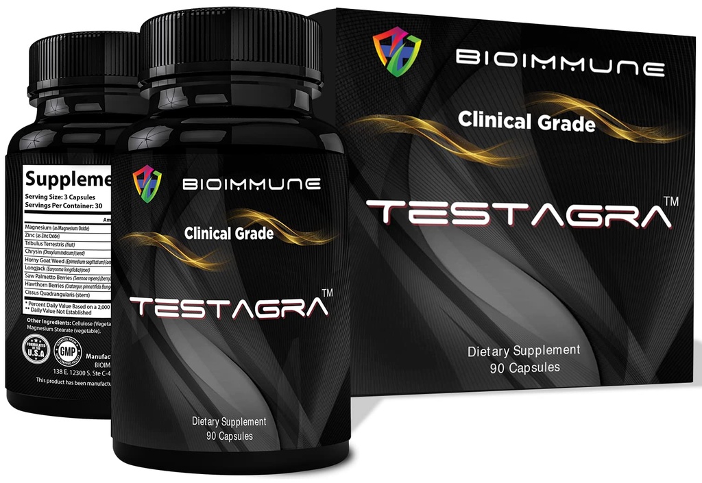 TESTAGRA Testostérone Booster pour les hommes. 10X Concentré- 90 Capsules - Augmenter la force d'entraînement musculaire maigre. Saw Palmetto, Tribulus, Tongkat Ali, Horny Goat Weed, Zinc