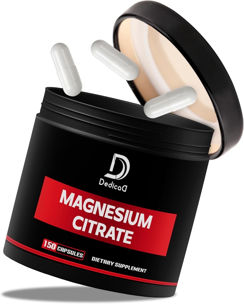 Citrate de magnésium 500mg Capsules (Citrato de Magnesio) - Supplément de magnésium pur pour soutenir le système digestif, la masse musculaire et la production d'énergie - 150 Capsules pour l'alimentation de 5 mois