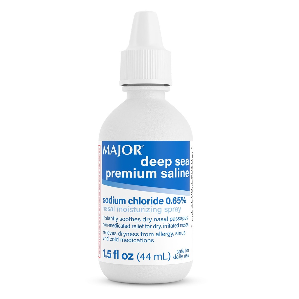 MAJOR Deep Sea Premium Saline - Vaporisateur hydratant nasal pour le soulagement de la sécheresse et de l'irritation - Chlorure de sodium 0,65% - 1,5 Fl. Oz (1 Pack)
