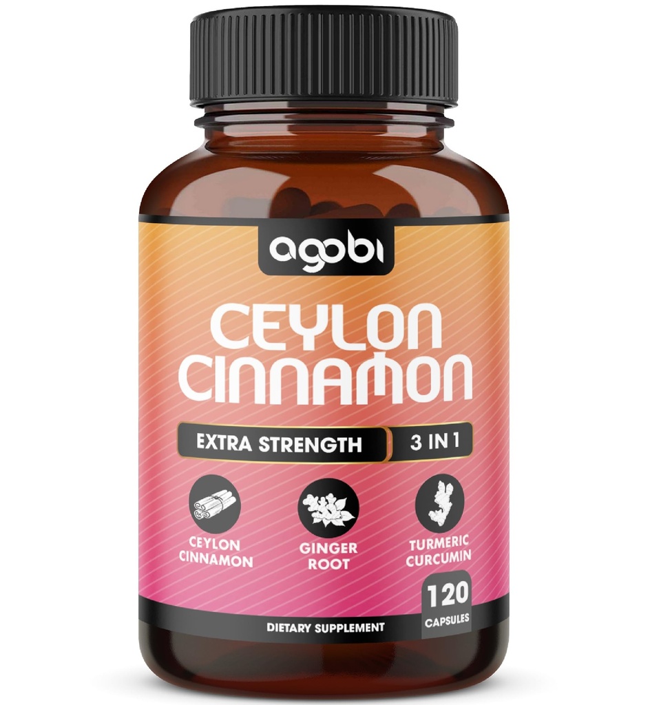Ceylon Cinnamon Kapseln - Kombiniert mit Ginger Root und Kurkumin Ergänzung - 120 Vegan Kapseln