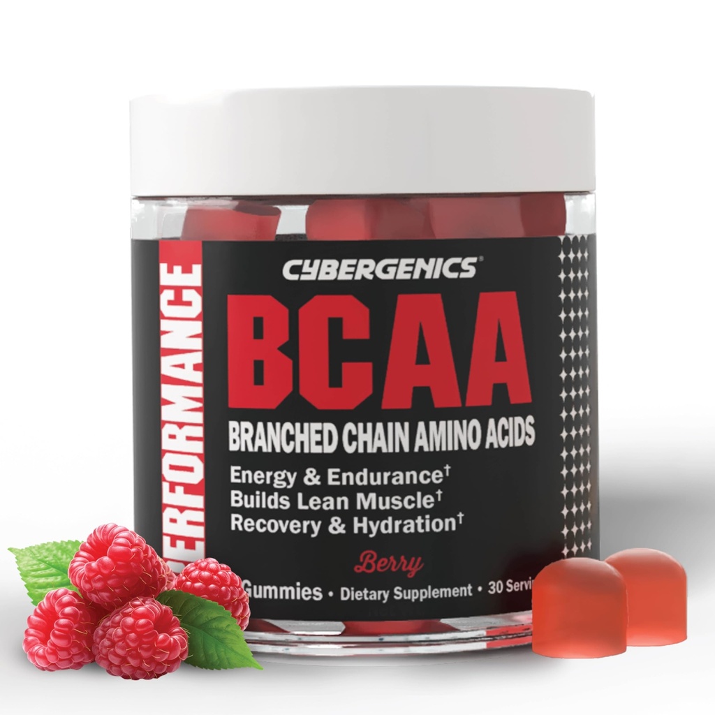 BCAA Gummis, Energy Chews mit Elektrolyten verzweigte Kette Aminosäuren, bauen Lean Muskel und Boost Endurance, 60 Gummis, Berry Flavored