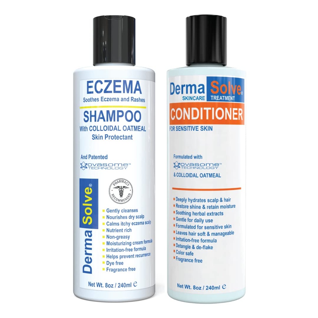 Eczema Shampoo & Conditioner (Combo Pack) - Flare Control Scalp & flake Relief-Therapie, die schützt, Moisturizes, und Repariert Haut von DermaSolve - Kinder & Erwachsene - Steroid kostenlos