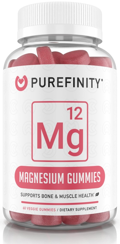 Magnesium Citrate Gummi 600 mg für Erwachsene – Hohe Absorptionsergänzung für Kramps, Muskelrückgewinnung, Schlaf, Knochen und Energieunterstützung – Non-GMO, Allergen Free – 60 Vegan Gummies