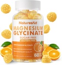 Magnesium Glycinate Gummie 1000mg - Zuckerfreie Magnesium Kaliumergänzung mit Vitamin D, B6, CoQ10 für ruhige Stimmung & Schlafunterstützung - 60 Orange Gummie -1 Pack