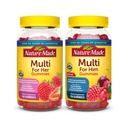 Nature faite Multivitamine Gummies Combo Pack pour lui et elle, Dégustation hommes et femmes Multivitamine avec vitamine C, vitamine D3, vitamine B, zinc et plus, deux bouteilles multivitamine