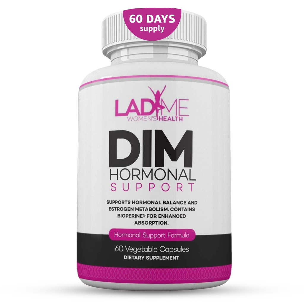 DIM Complex 150mg Hormonelle Unterstützung Menopause Relief Ergänzung für heiße Flashes & Hormonelle Akne Relief Bioperine, Broccoli & Calcium Estrogen Stoffwechsel Balancing Pillen für Frauen 60 Kapseln von LadyMe