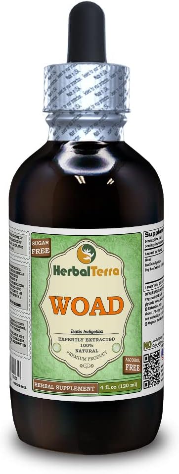 Wolle (Isatis Indigotica) Glycerit, getrocknete Blätter Alkoholfreier Flüssigextrakt (Markenname: HerbalTerra, Proudly Made in USA) 4 fl.oz (120 ml)