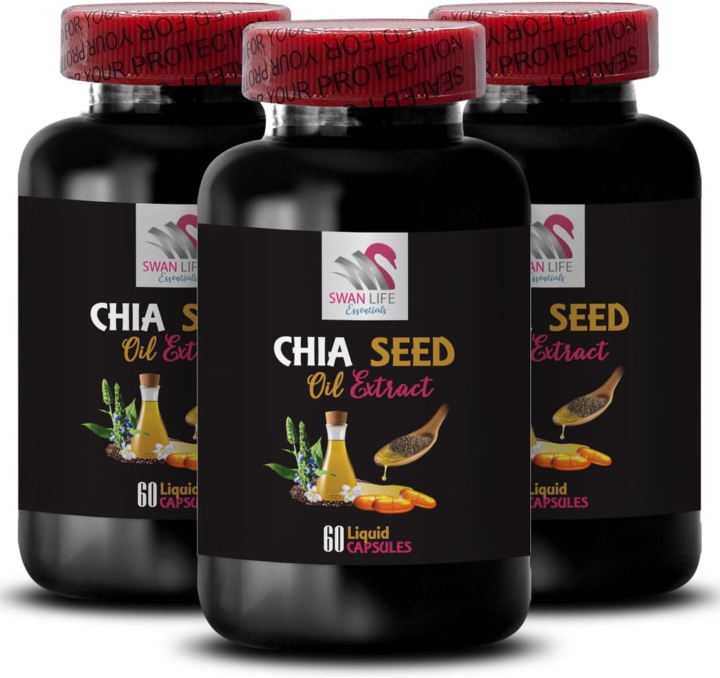 Huile à base de plantes - CHIA SEED OIL EXTRACT - Huile hydratante, texture riche, soin des cheveux, finition brillante, brillance naturelle, avantages Chia, texture légère, hydratation pure, huile pour le corps, huile glow 3 Bouteilles 180