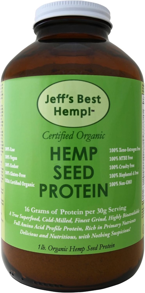 Jeff's Best Hemp! RAW Organic Finest Grind Cold-Milled Hemp Seed Protein 16oz von Jeff's Best Hemp!