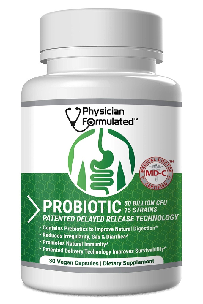 Probiotics for Women & Men - 50 Billion 15 Strains Slow Release DR Kapseln & Präbiotika zur Verbesserung der Verdauungsgesundheit, Immununterstützung Ergänzung Vollmonatsversorgung