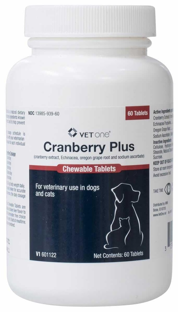 Vet One Cranberry Plus für Hunde & Katzen - Urinary Tract & Bladder Support - 60 Chewable Tablets