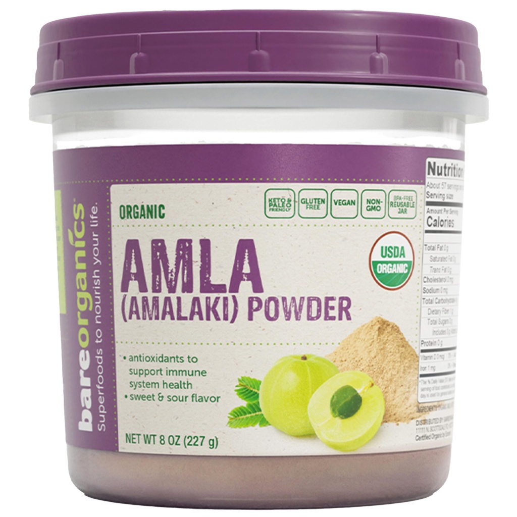 BareOrganics Amla, Poudre de Gooseberry et de Superfood, Supplément alimentaire, 8 Oz