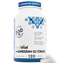 PlantVital Magnésium Glycinat 200mg 120 Capsules - Haute Absorption, Non-OGM, Vegan, Sans gluten - Soutient le sommeil normal, la fonction musculaire et nerveuse, le coeur normal et la santé des os, Aide Se sentir calme et se détendre