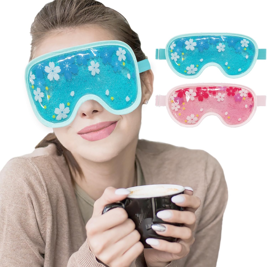 ZNÖCUETÖD Eismaske Gel Kühlen 2 Packungen Wiederverwendbare kalte Compress Eye Ice Pack für dunkle Kreise und Puffiness, Migraine, Stress Relief