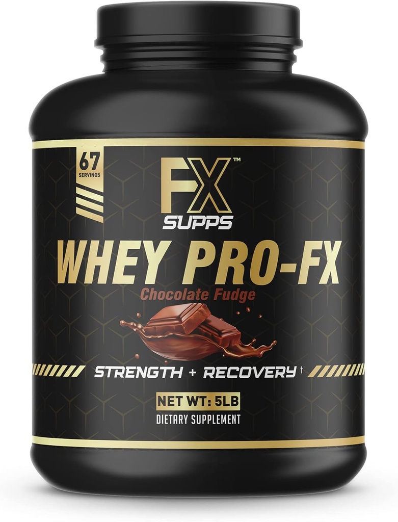 FXSUPPS Whey Pro-FX Protein Powder (Chocolate) Ideale Nach-Workout-Erholung-Ergänzung mit natürlich ätzenden BCAA für Männer und Frauen, unterstützt Muskel-Recovery und Stärke, 5.0 Pfund