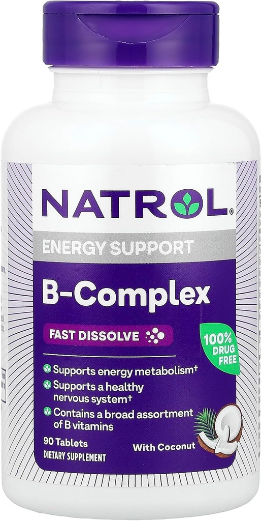 Natrol B-Komplex, Schnellauflösen, Kokosnuss, 90 Tabletten