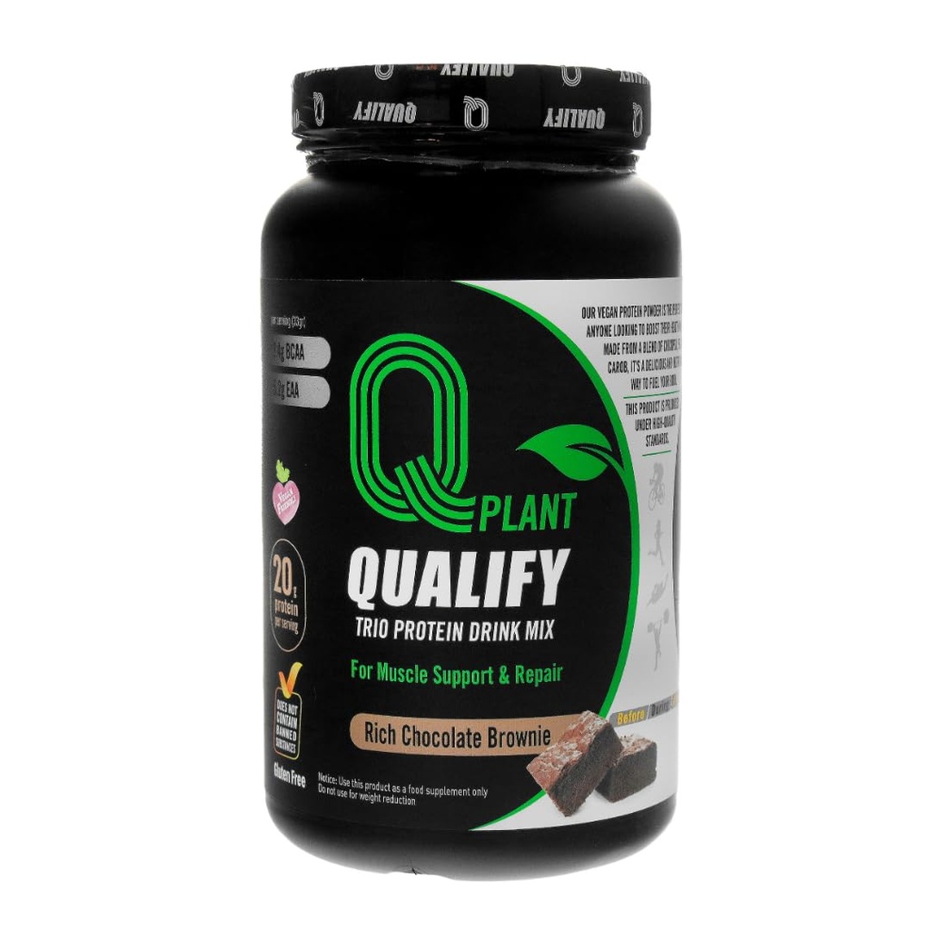 Plant Protein Powder Mix, Trio Rich Chocolate Brownie Flavored, Gluten Free, Vegan, Highly Kosher, 20g Protein, 2.4g BCAA, 26.4 Ounce