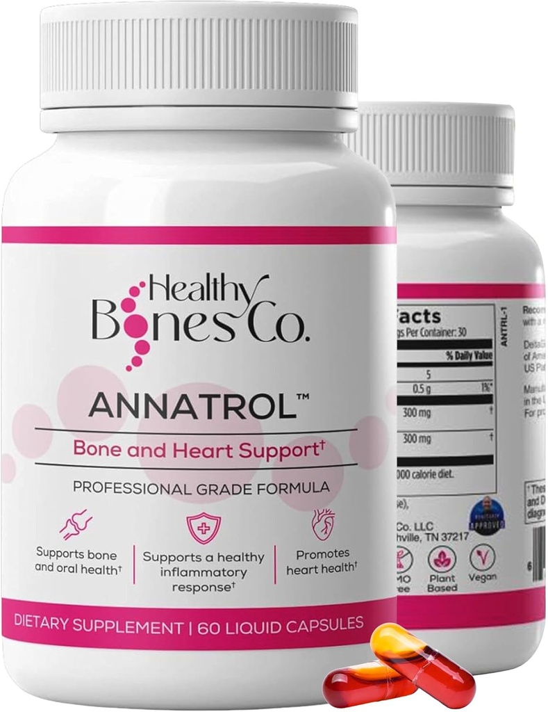 Annatrol Bone & Heart Health Support, Premium Annatto Tocotrienols & Geranylgeraniol (GGG) Vitamin E Complex, Unterstützt gesunde Cholesterin, Blutzucker Balance, Entzündungs- & Leberfunktion