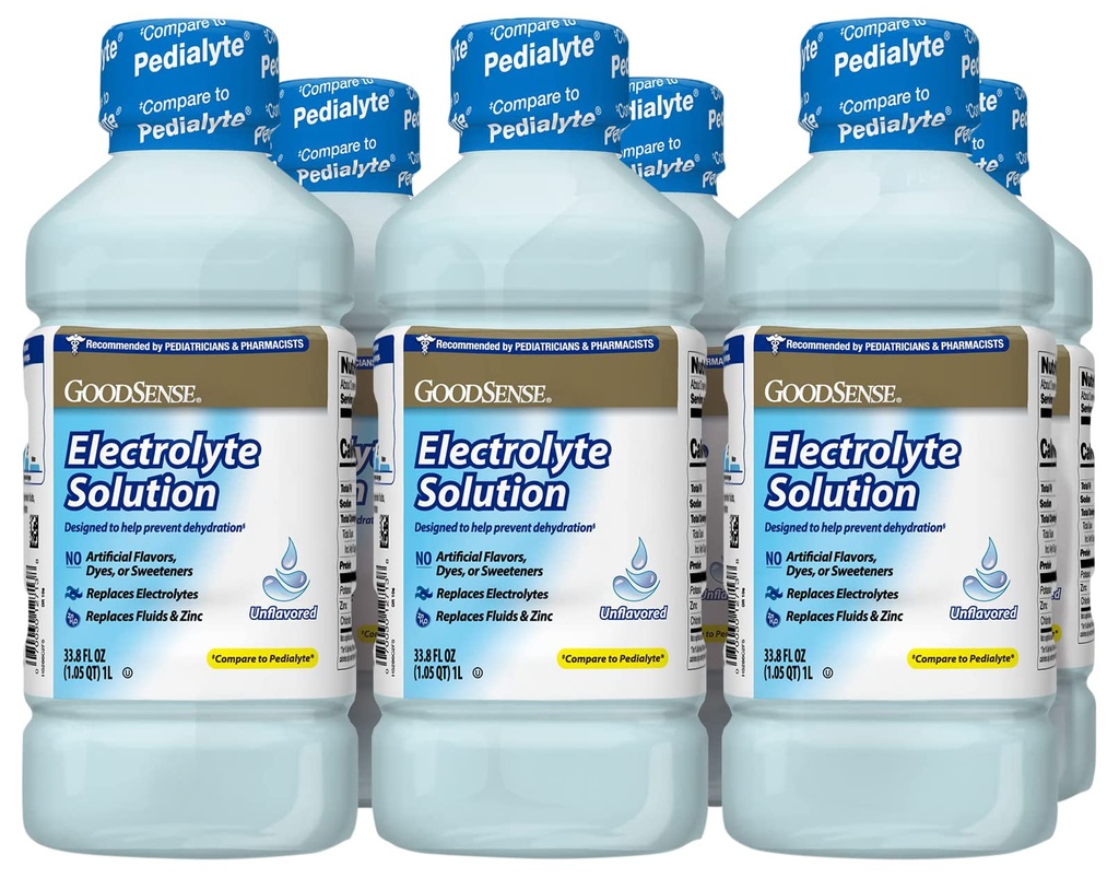 GoodSense Elektrolytlösung, entflammt, entwickelt, um Dehydrierung zu verhindern; ersetzt Elektrolyte, Flüssigkeit und Zink, 33.8 Flüssigkeitsunzen (Pack von 6)