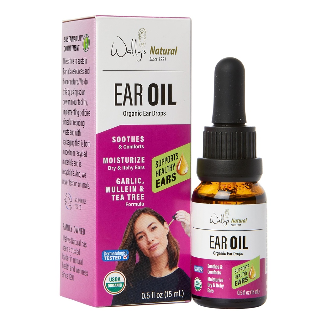 Huile d'oreille naturelle biologique de Wally, 0.5 Ounce
