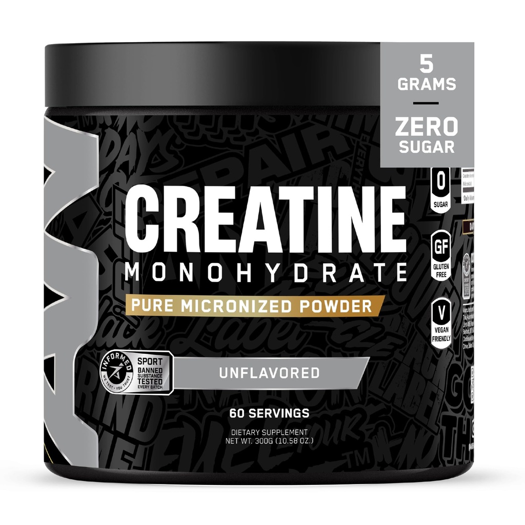 All Black Everything Creatine Monhydrate de 60 portions Unflavored (en anglais seulement) Micronised Amino Acid Powder (en anglais seulement) Énergie cellulaire (en anglais seulement) Fonction cognitive (en anglais seulement)
