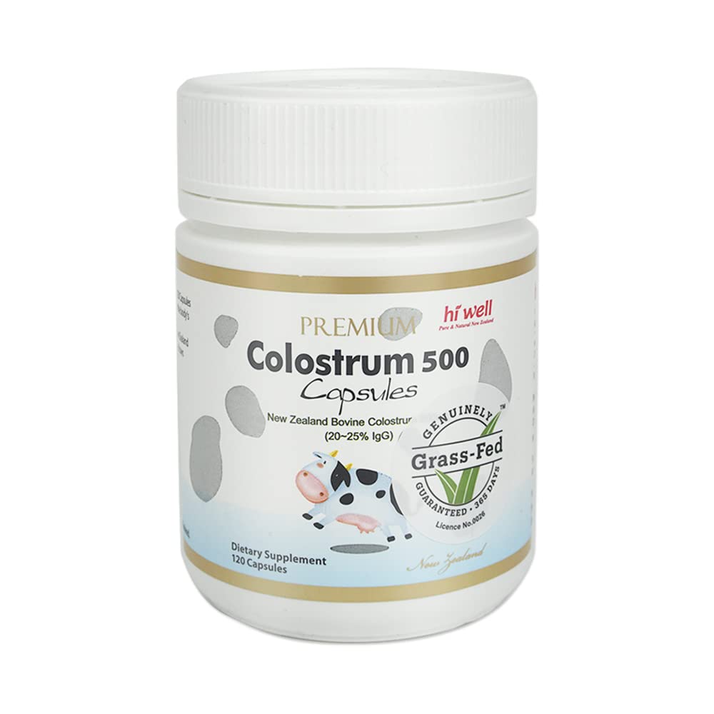Hi Well Premium 100% Pure Neuseeland Bovine Grass-Fed Colostrum 500 120 Kapseln