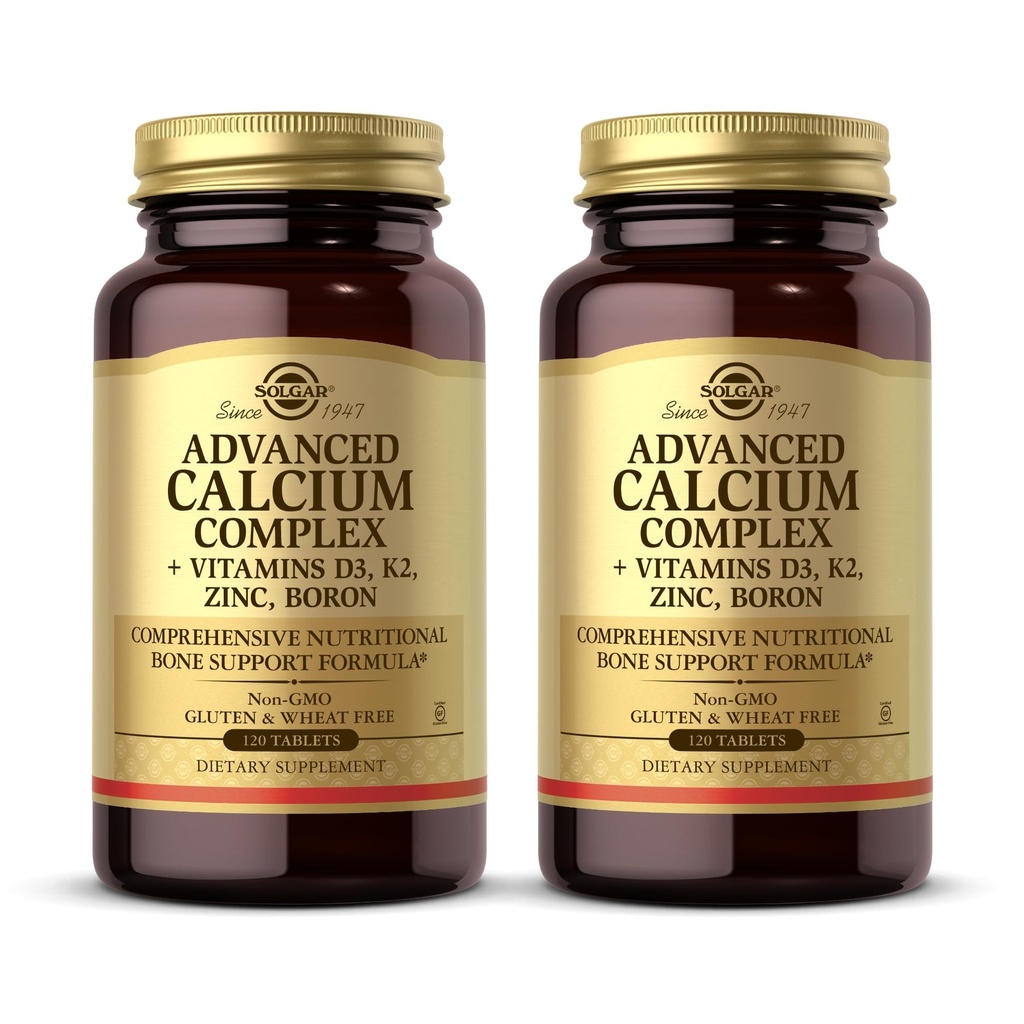 Solgar Advanced Calcium Complex - 120 Tabletten, Paket von 2 - mit Zink, Boron, Vitamine D3 & K2 - Non-GMO, Glutenfrei, Dairy Free - 60 Gesamt Servierungen
