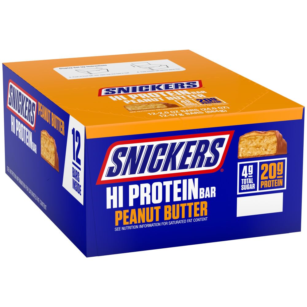 SNICKERS Hi Protein Bar - Peanut Butter & Caramel, 2.0 Unze, Packung 12, High Protein, Gesund für Erwachsene