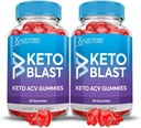(2 Pack) Apfel Apfel Apfelessig Gummie 1000MG Keto Blast Keto ACV Gummis Erweiterte Formel Formuliert mit Granatapfel-Blütensaft Pulver B12 Vegan Non GMO 120 Gummys
