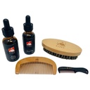 G.B.S Ensemble de peigne à barbe naturel - Comprend le peigne à barbe en bois, le brosse à barbe de voyage et le peigne à moustache - parfait pour toute texture de cheveux