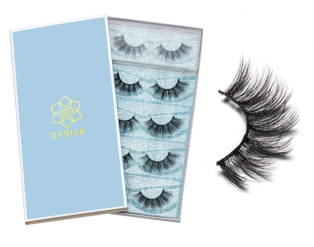 DYSILK Faux cils - Cils d'oeil Cils d'épice 5 paires 6D Cils d'épice Pack Cils d'épice Faux d'oeil Cils d'oeil naturel Look Wispy Cils bande Lash Faux Faux Cils Extensions Kit 001-15mm