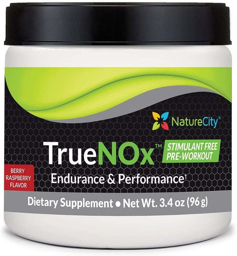 NatureCity True-NOx Suppléments d'oxyde nitrique pour les hommes et les femmes - Poudre de booster avant l'entraînement ft. Nitrosogine L-Arginine, ATP pic, et poudre d'oxyde nitrique de jus de betterave - Sans gluten, Keto, Non OGM