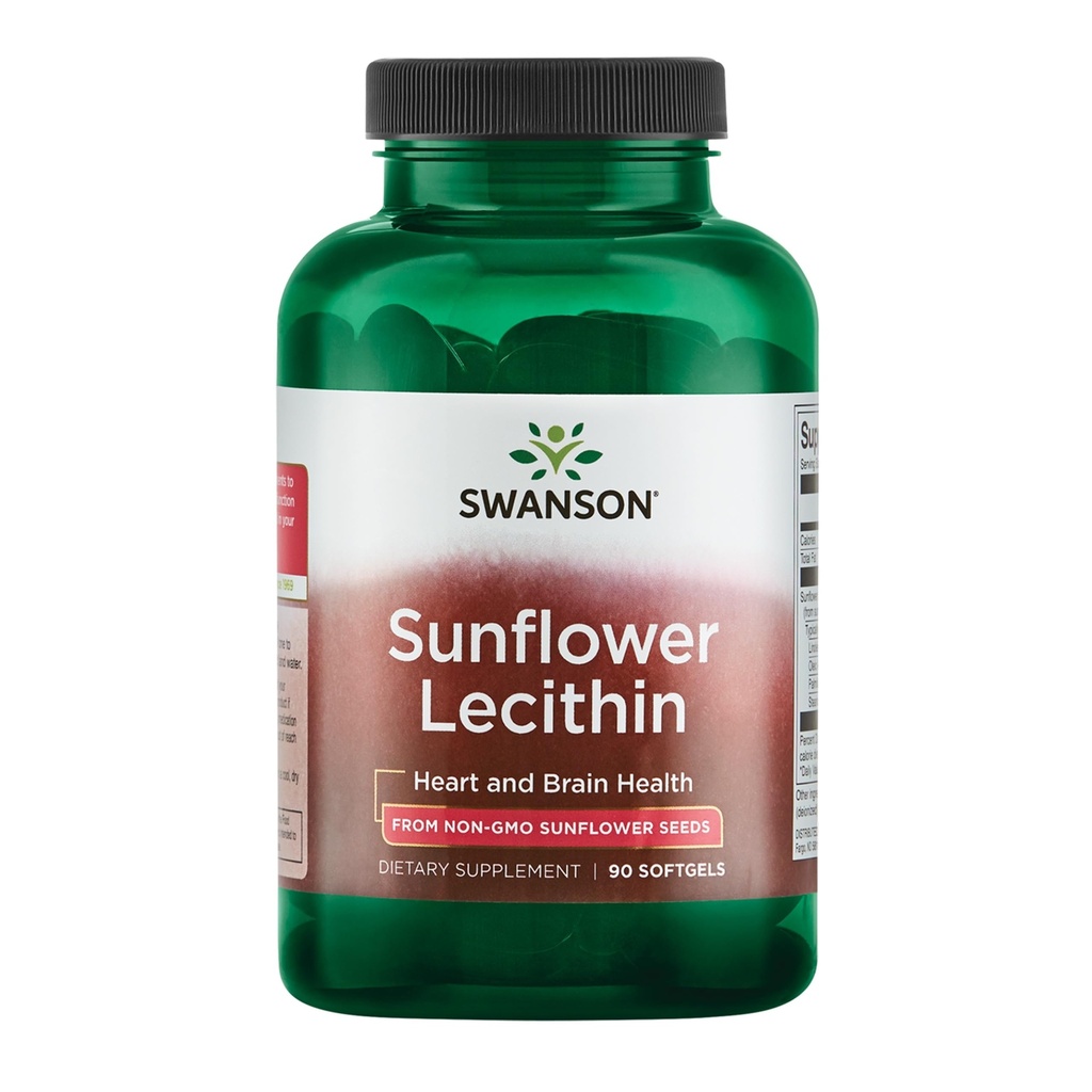 Swanson Sunflower Lecithin - Kräuter-Ergänzung Förderung gesunder Gehirnfunktion - Natürliche Formel Unterstützung Herzgesundheit & gesunde Lipid Balance - (90 Softgels, 1200mg Jeder)