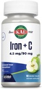KAL Eisen C, 90 Tabletten, 4,5 mg/90 mg, Natürlicher Apfel Geschmack, Erhöhte Absorption Eisen Pillen, Immununterstützung