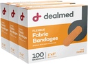 Dealmed sterile flexible Stoffklebebänder – 1x3 Zoll – 100/Box - 3 Boxen - Atmungsaktives First Aid Strip Pack - Soft Stretch Wound Patch für medizinische, Notfallkits & Clinic