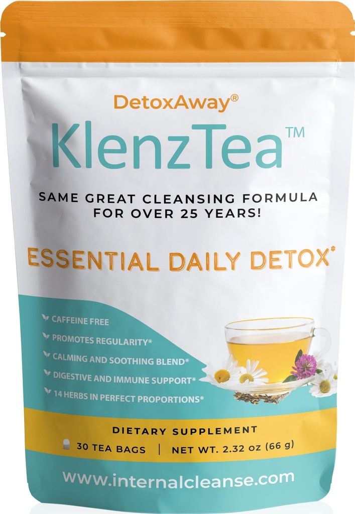 KlenzTeaTM - DetoxAway® Ihr Leber, Lymphe, Colon & Niere mit 14 sorgfältig ausgewählten Zutaten. (30 Teebeutel)