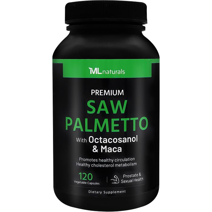 ML Naturals Saw Palmetto 1000 mg 120 Vegan Kapseln. 3 in 1. Premium-Qualität mit Octacosanol & Maca. Prostata, Urinary Health, Circulatory Health, Natural Energizer, NSF-Certified & cGMP-Compliant