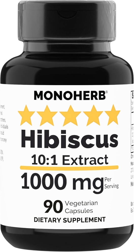 MONOHERB Hibiscus Extract 1000 mg - 90 Vegetarian Capsules