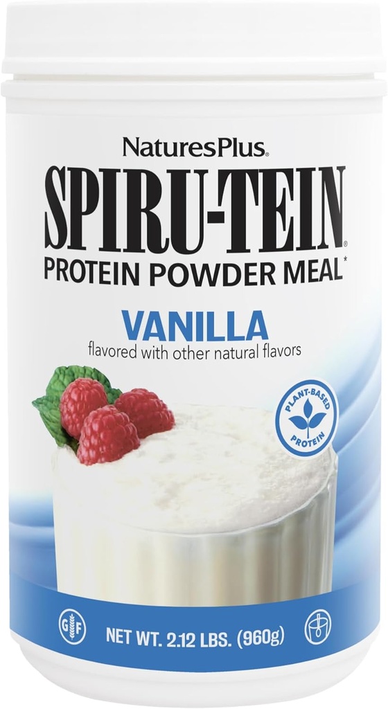 NaturesPlus SPIRU-TEIN, Vanille - 2.12 lbs, Packung mit 3 - Spirulina Proteinpulver - Vitamine & Mineralstoffe für Energie - Vegetarisch, Glutenfrei - 96 Gesamt Servierungen