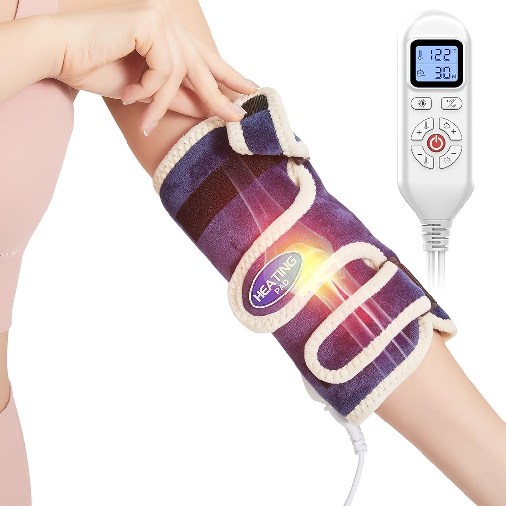 Aoboco AOBOCO Elbow Heating Pad pour soulager la douleur - Enveloppe électrique pour Tendonite Tennis Elbow & Arthrite - Arrêt automatique & 86°F-158°F Ajustable Tennis Elbow Brace Hommes et femmes, Bleu marine