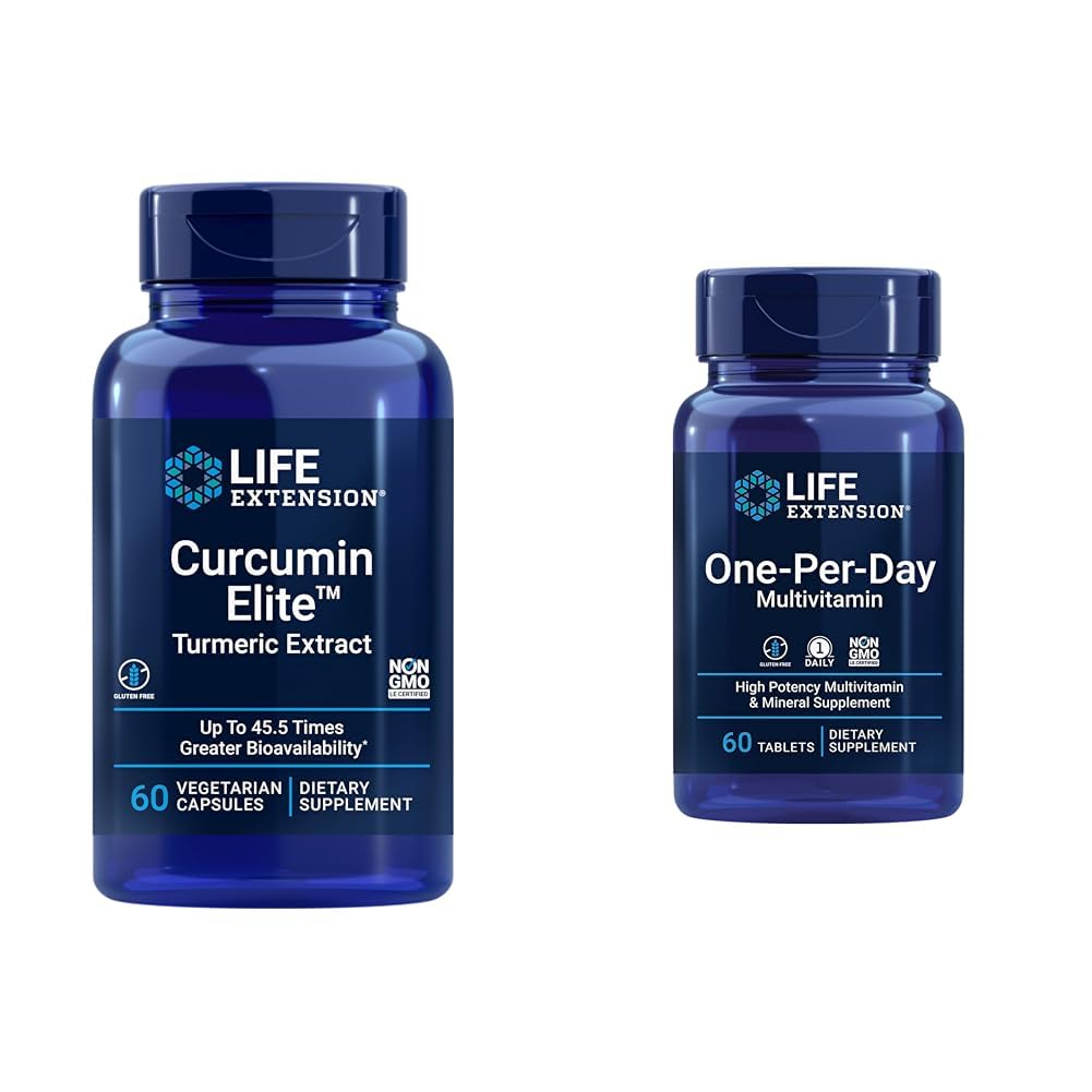 Life Extension Curcumin Elite Turmeric Extract, fördert eine gesunde entzündliche Antwort & One-Per-Day Multivitamin – verpackt mit über 25 Vitaminen