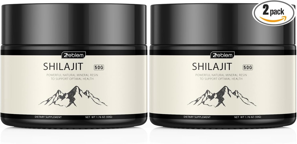 Shilajit Himalayan Organic Shilajit Resin Supplyment with Organic Ayurvedic Blend in High Potency for Energy, Strength Boost&Immune Support for Men and Women(50 Grams,2 Pack)