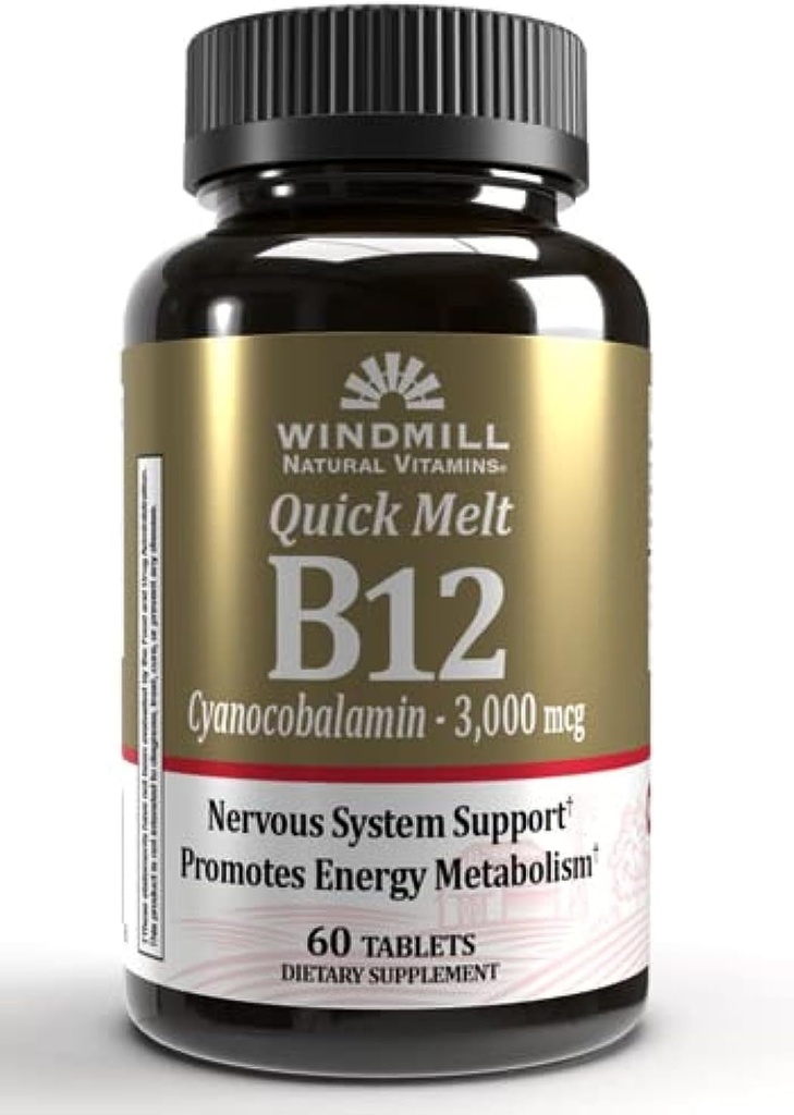 Windmühle B-12 3000 mcg Quick Melt Tablets 60 jede (Pack von 2)