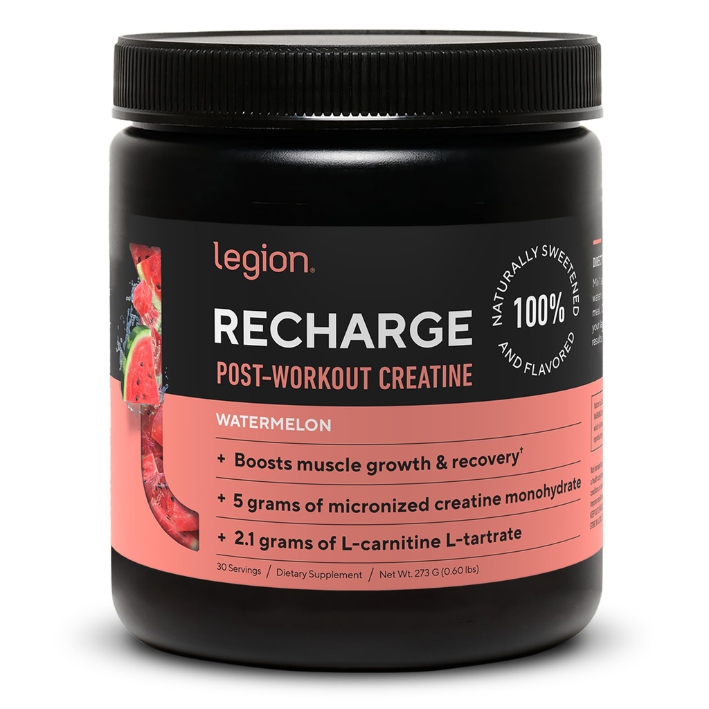 LEGION Recharge Post Workout Supplement - Alle natürlichen Muskelaufbau und Erholungsgetränk mit Micronized Creatine Monohydrate. Natürlich gesüßt & geschmackvoll, sicher & gesund (Watermelon, 30 Serve)