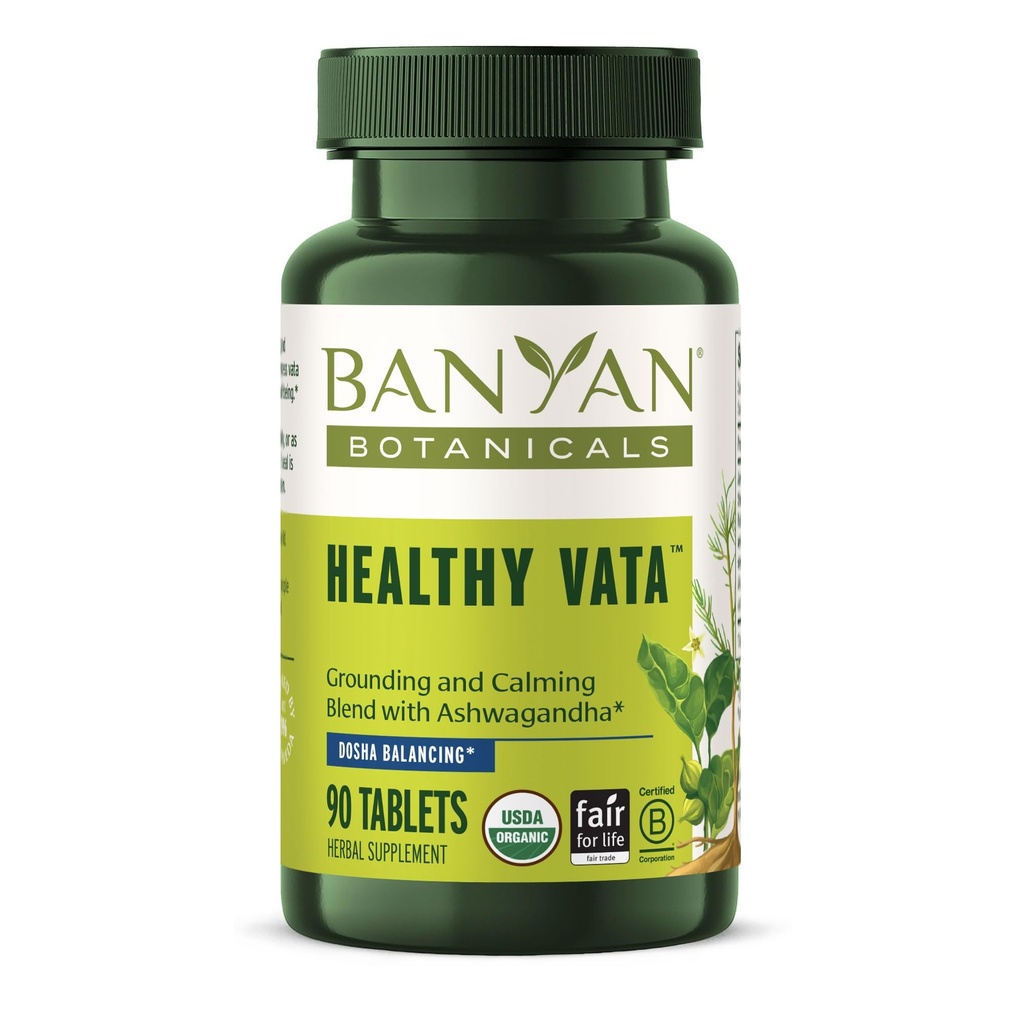 Banyan Botanicals Gesunde Vata – Bio Kräuterergänzung mit Ashwagandha, Shatavari & andere Ayurvedische Kräuter für Kalorien und Balanced Well-Being* – 90 Tabletten – Non-GMO Sustainable Sourced Vegan