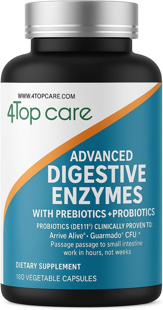 H4U Verdauungsenzyme: Ultimate Health Solution mit Probiotika, Präbiotika und Enzymen für Frauen und Männer. Diese vegetarische Verdauungsenzymergänzung enthält 180 Kapseln.