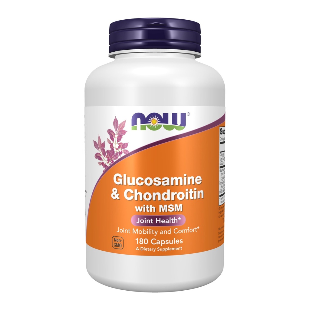 MAINTENANT Aliments Glucosamine 1,1g, Chondroïtine 1,2g, avec MSM 300mg, 180 Capsules (paquet de 2)