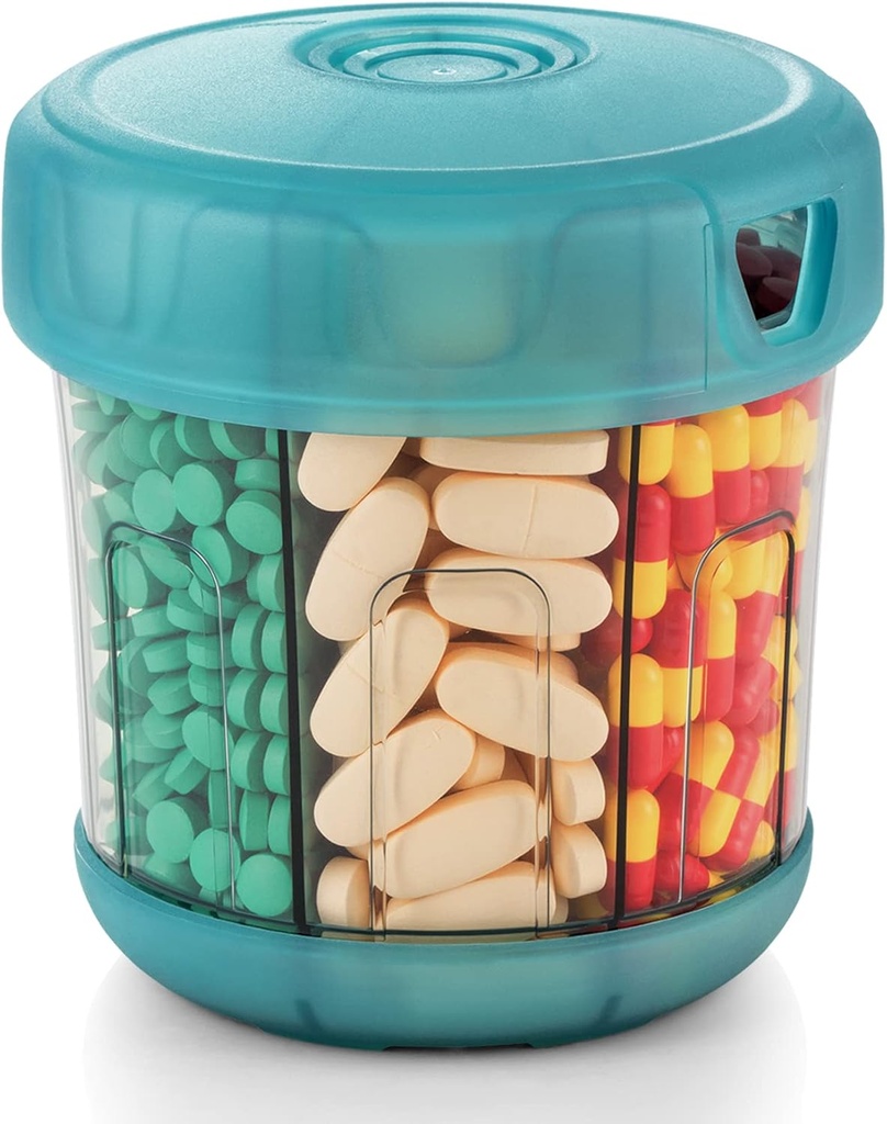 Extra große Ergänzung Organizer mit XL 7 großen Komponenten, TPU Soft Lid leicht zu laden und Pill Dispenser zu verwenden, 1 Monat Jumbo Vitamin Holder Medicine Storage