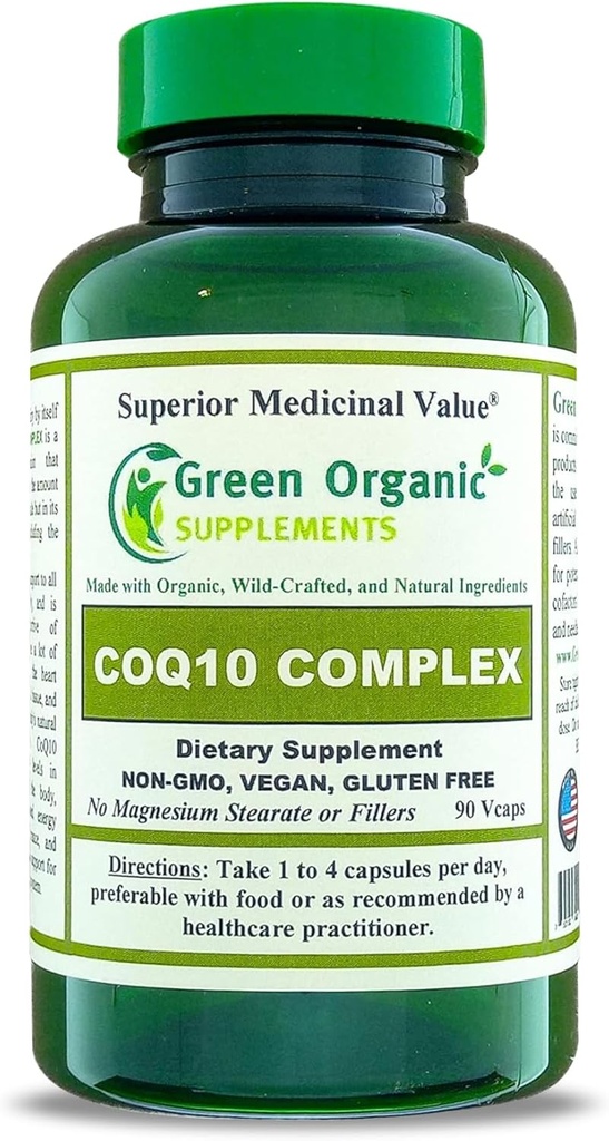 Green Organic Supplements Coq 10 Complex, Ubiquinone, 90 VCaps, High Absorbable, Non-GMO, Glutenfrei (Einzel)