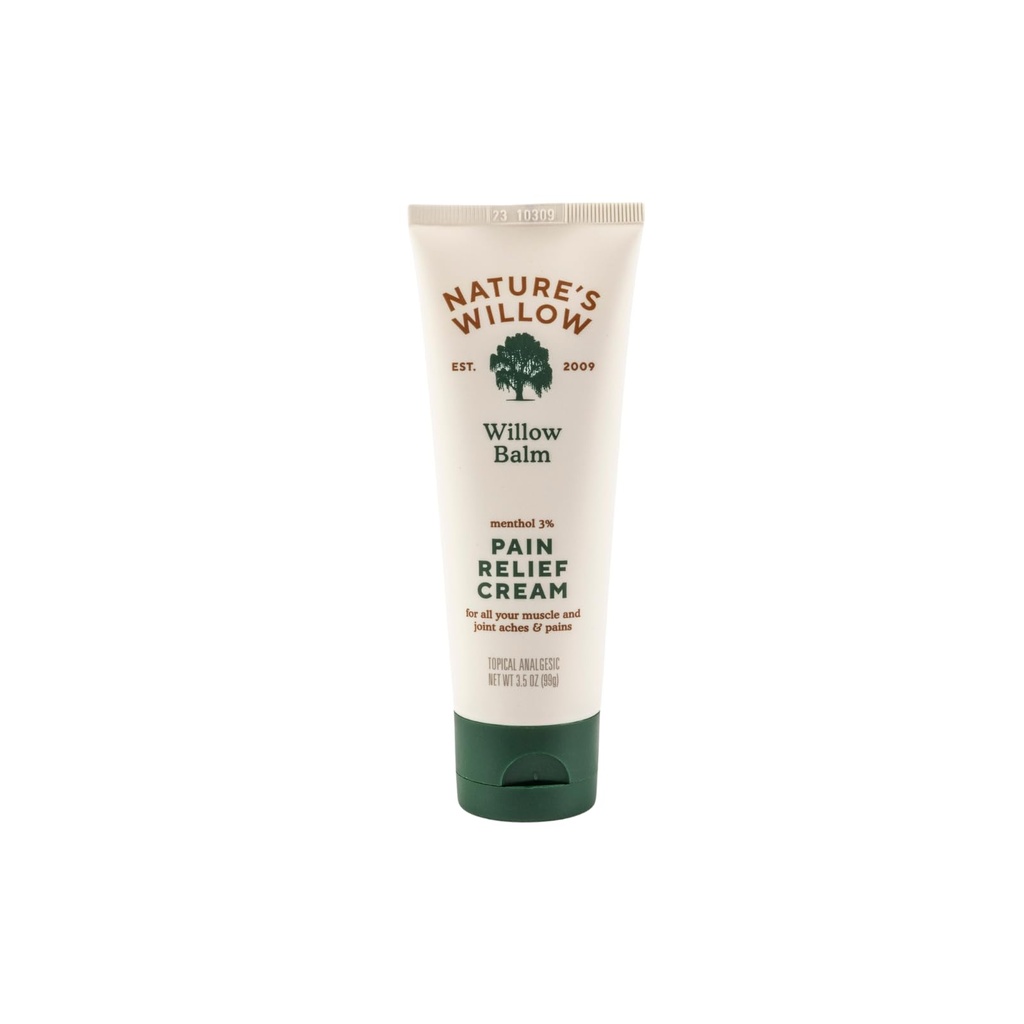 Nature's Willow Willow Balm Natural Pain Relief Creme für Muskeln & Gelenke | Fast-Acting mit Willow Bark & Menthol | Frei von künstlichen Duftstoffen & Dyes | 1-Pack | 3.5 fl oz